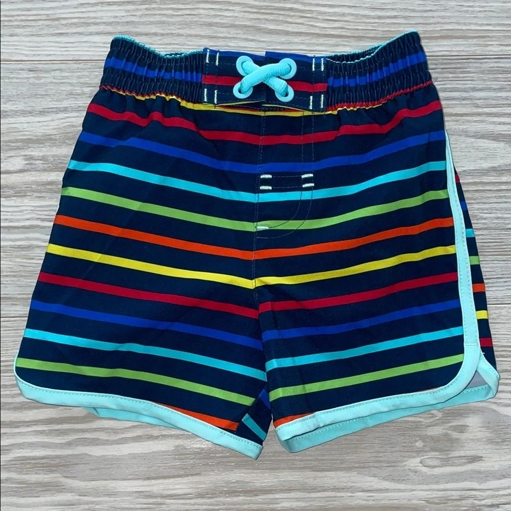 ⭐ Wonder Nation Baby Boy Striped Swim Trunks 3–6M ⭐